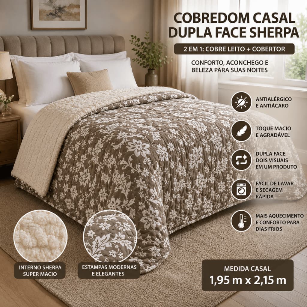 Colcha Cobre Leito Cobredom Cobertor Pelúcia Toque Macio Quentinho Dupla Face Estampa Floral Oferta!