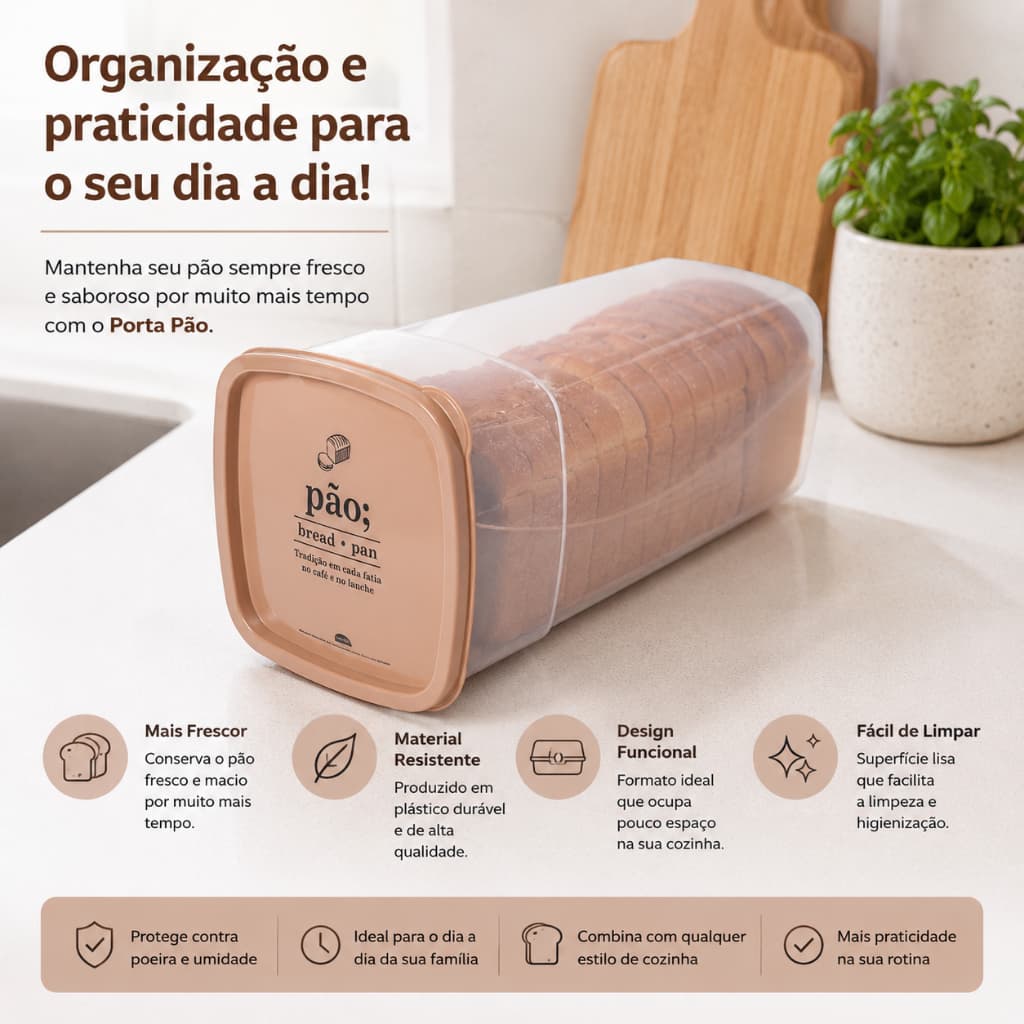 Pote Porta Pão de Forma Retrô - Sortidas Plasutil