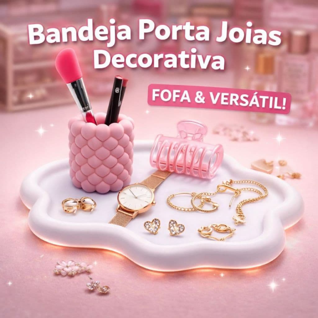 Bandeja Porta Joias Decorativa Organizador de Bijuterias Porta Acessórios Maquiagem Decoração Quarto