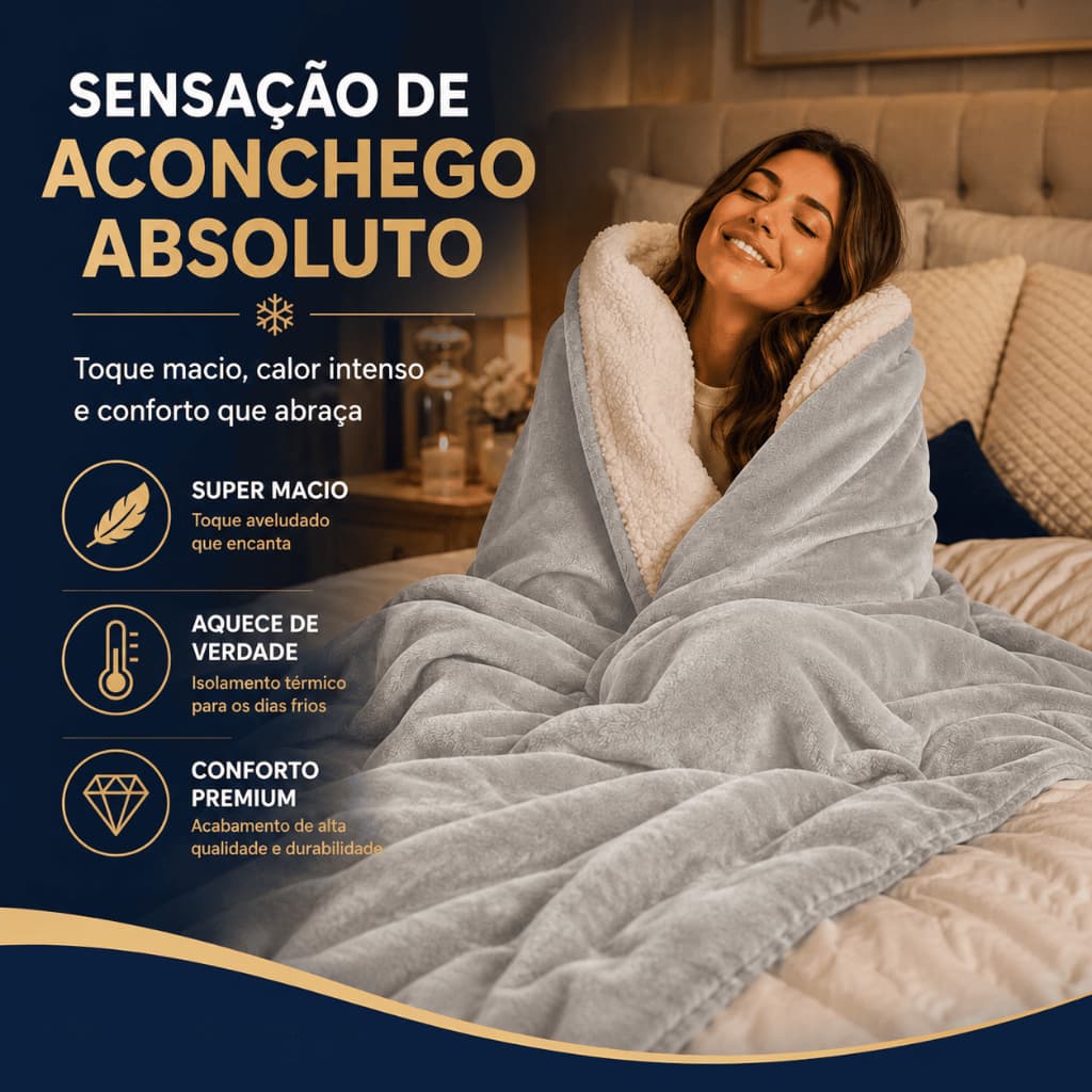 Coberdrom Casal Queen King Gigante Sherpa Edredrom Pele de Carneiro Cobertor Cobredom 2,40m x 2,20m