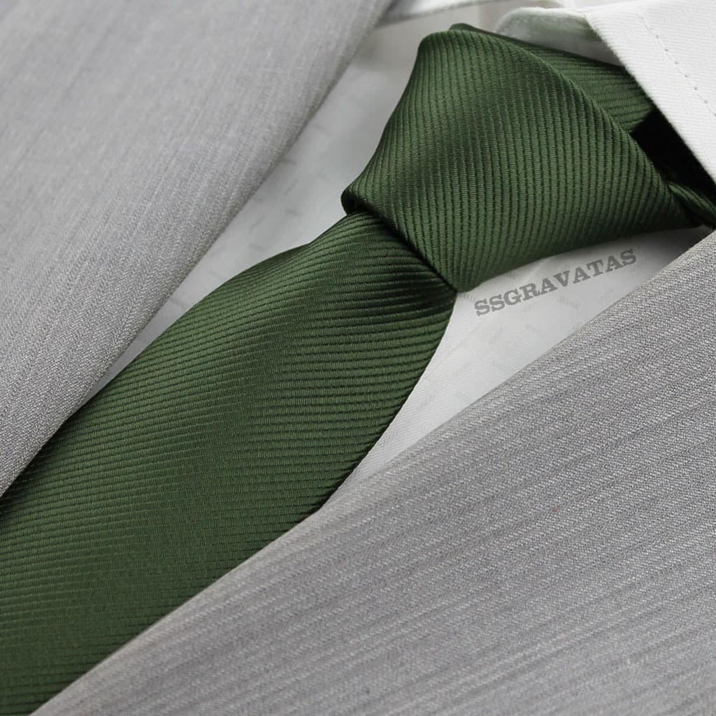 Gravata Social Verde Oliva Riscadinha Slim Premium Padrinhos Casamento Formatura Eventos GR454