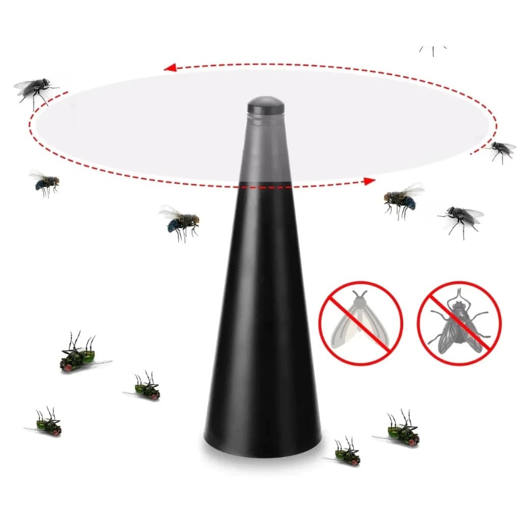 Ventilador Espanta Mosca e Inseto Repelente Portátil de Mesa Para Churrasco e Alimentos Preto
