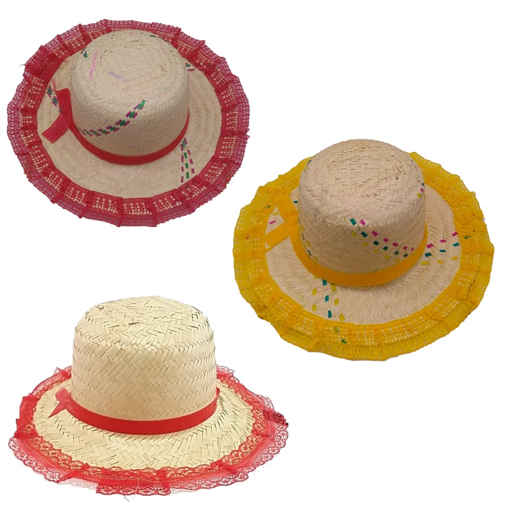 Chapéu De Palha Infantil Com Renda Chapéu Menina Festa Junina São João Promoção