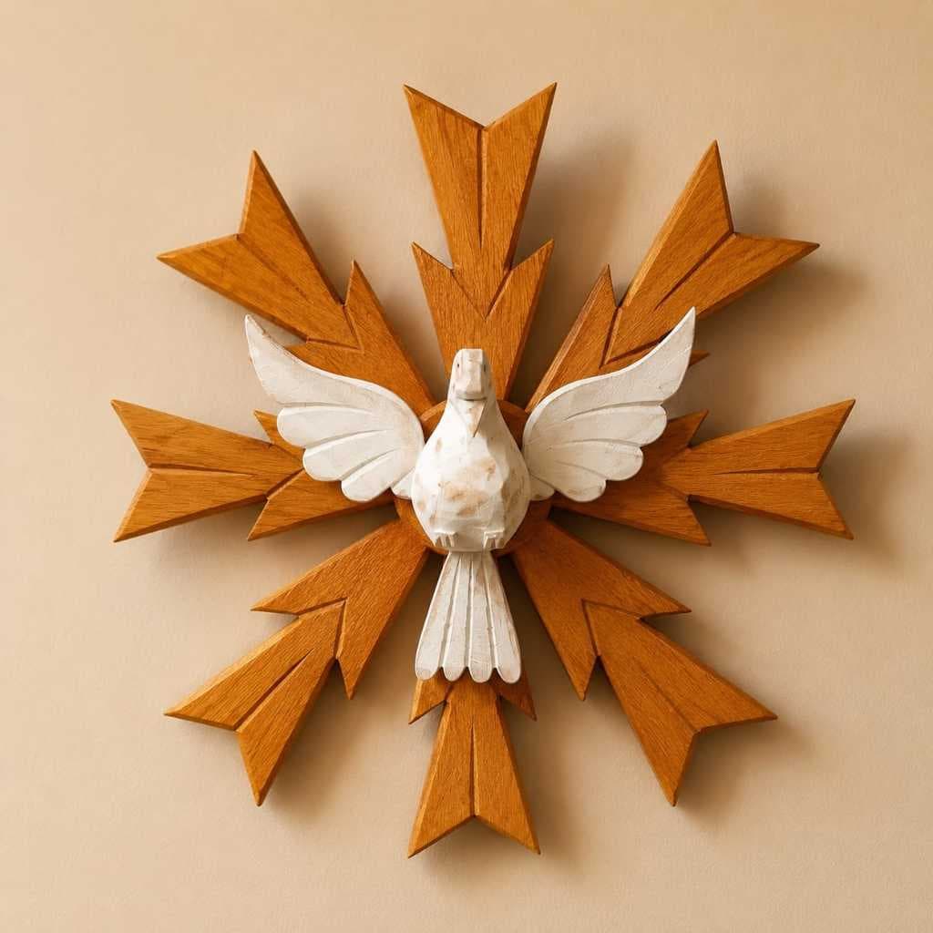 Divino Espirito Santo Resplendor Religioso Esplendor 36cm Artesanal Madeira