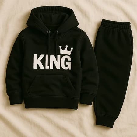 Conjunto De Moletom Infantil Modinha Algodão Canguru King Estampado