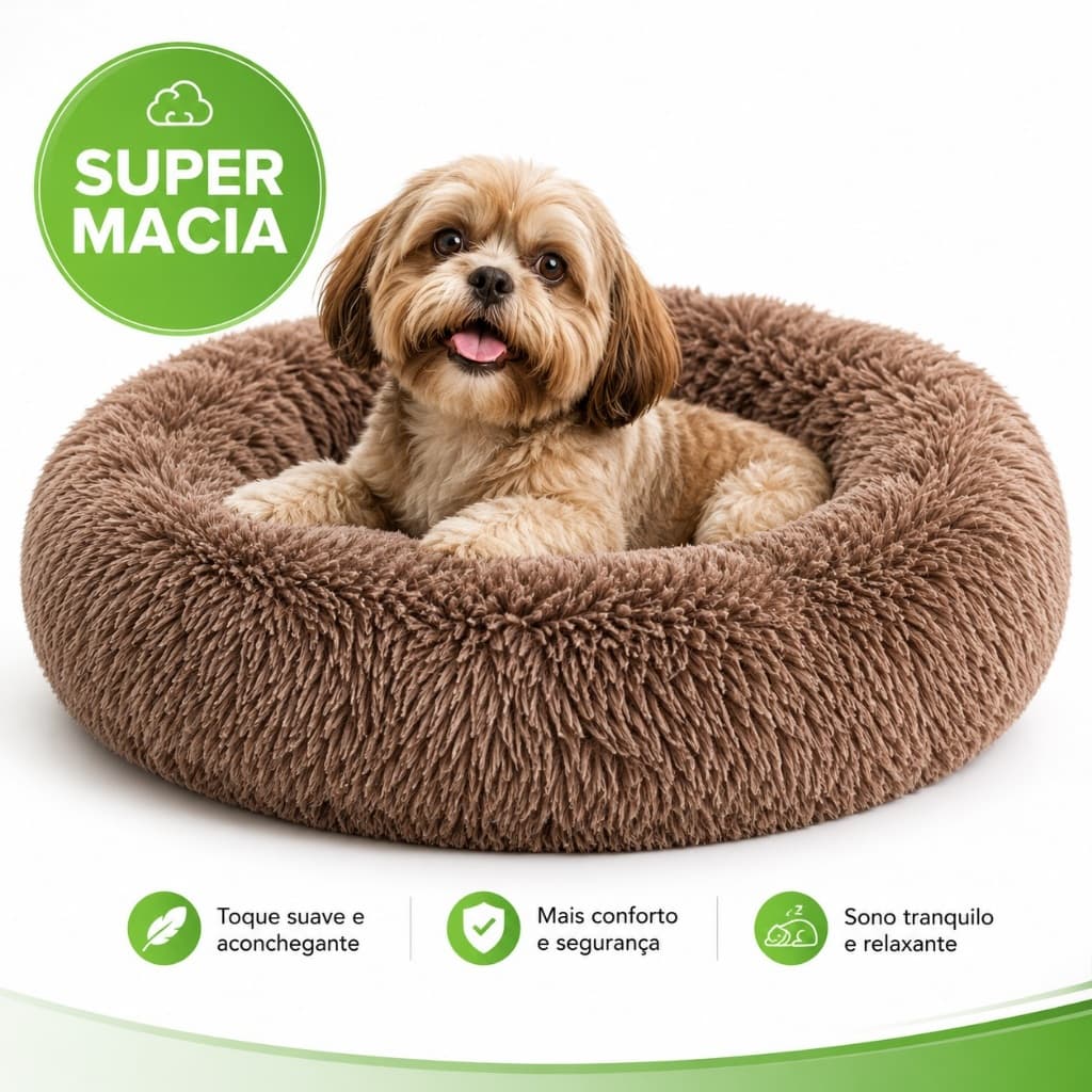 Cama Pet Redonda 70cm Super Macia para Cachorro e Gato