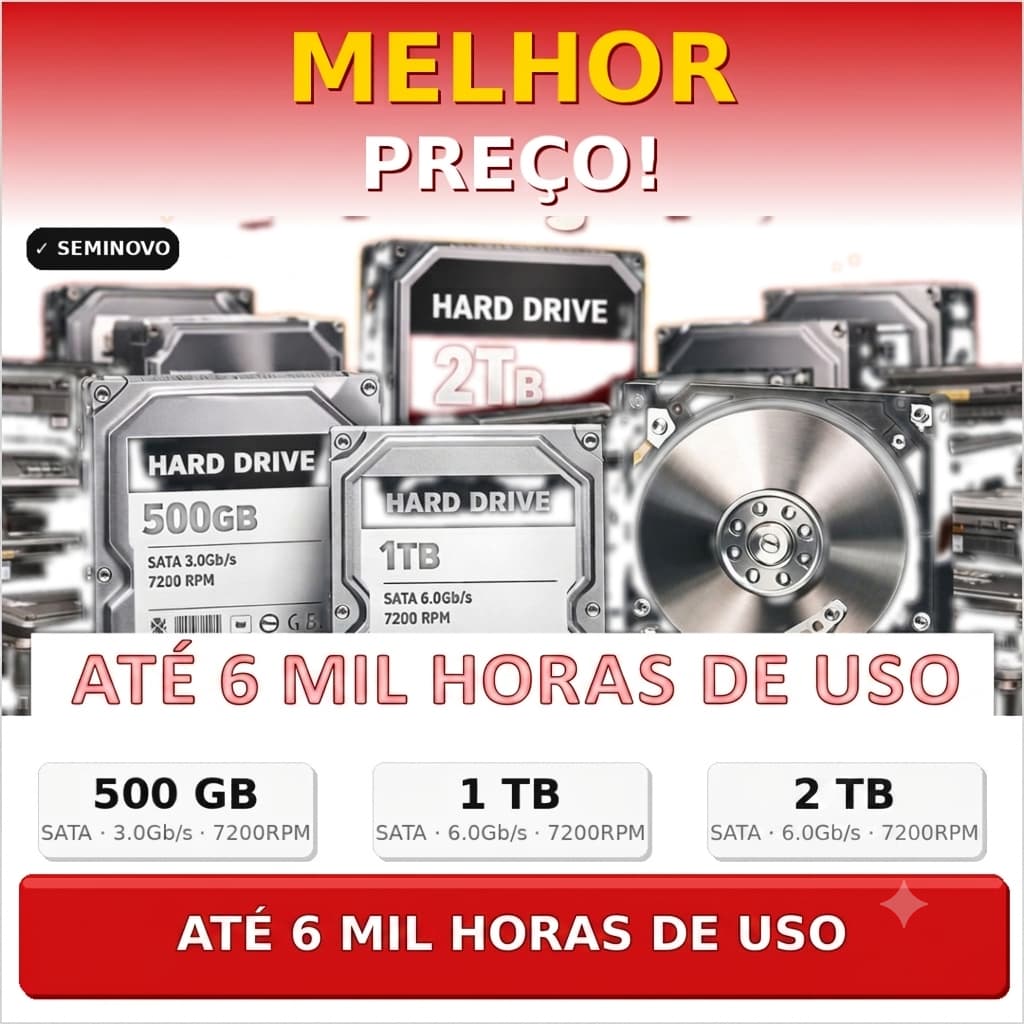 HD SATA HD Até 6 Mil Horas 1TB 500GB 250GB 3.5" HDD Disco Rígido SATA/150 | SATA/600