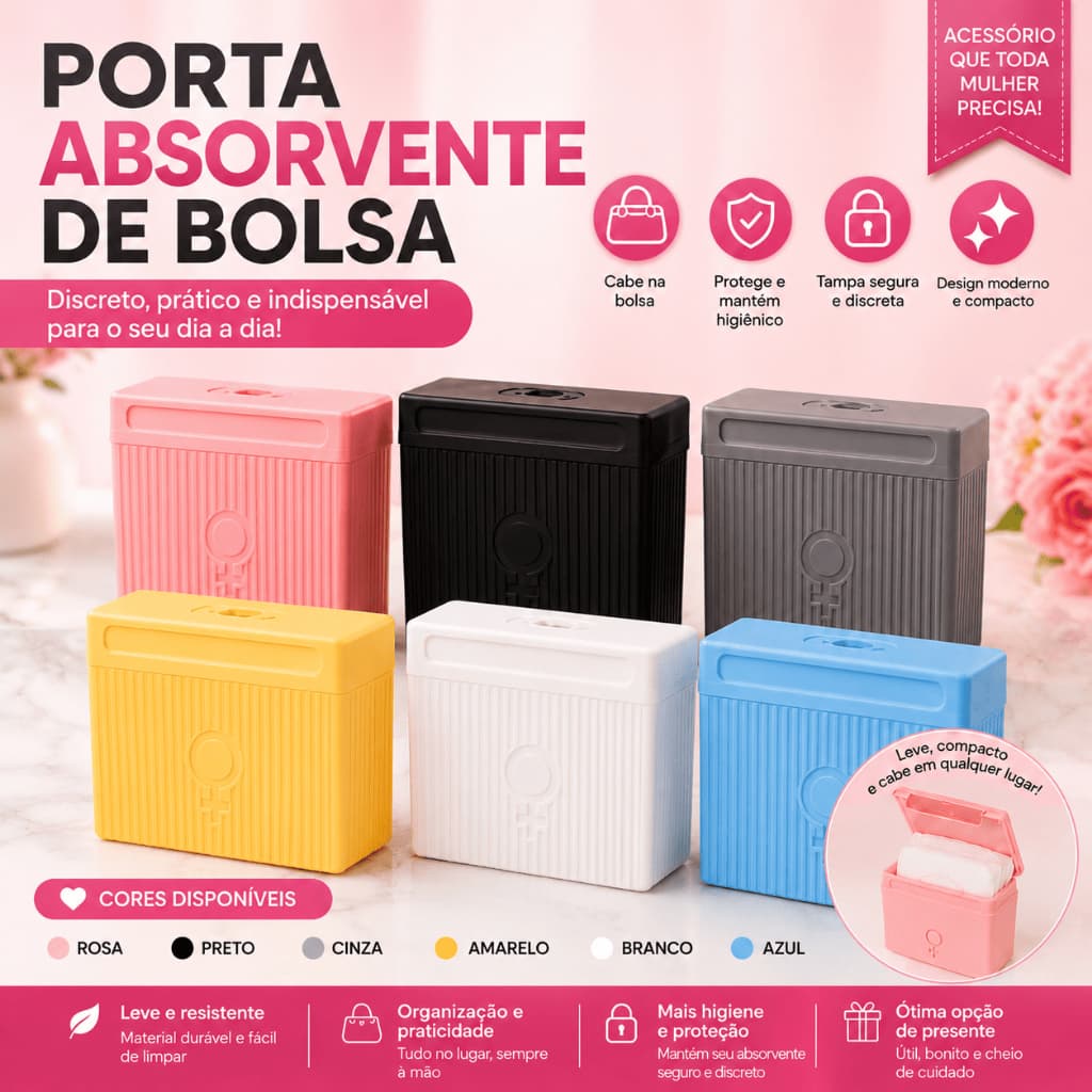 Porta-Absorventes moderno e compacto para bolsa