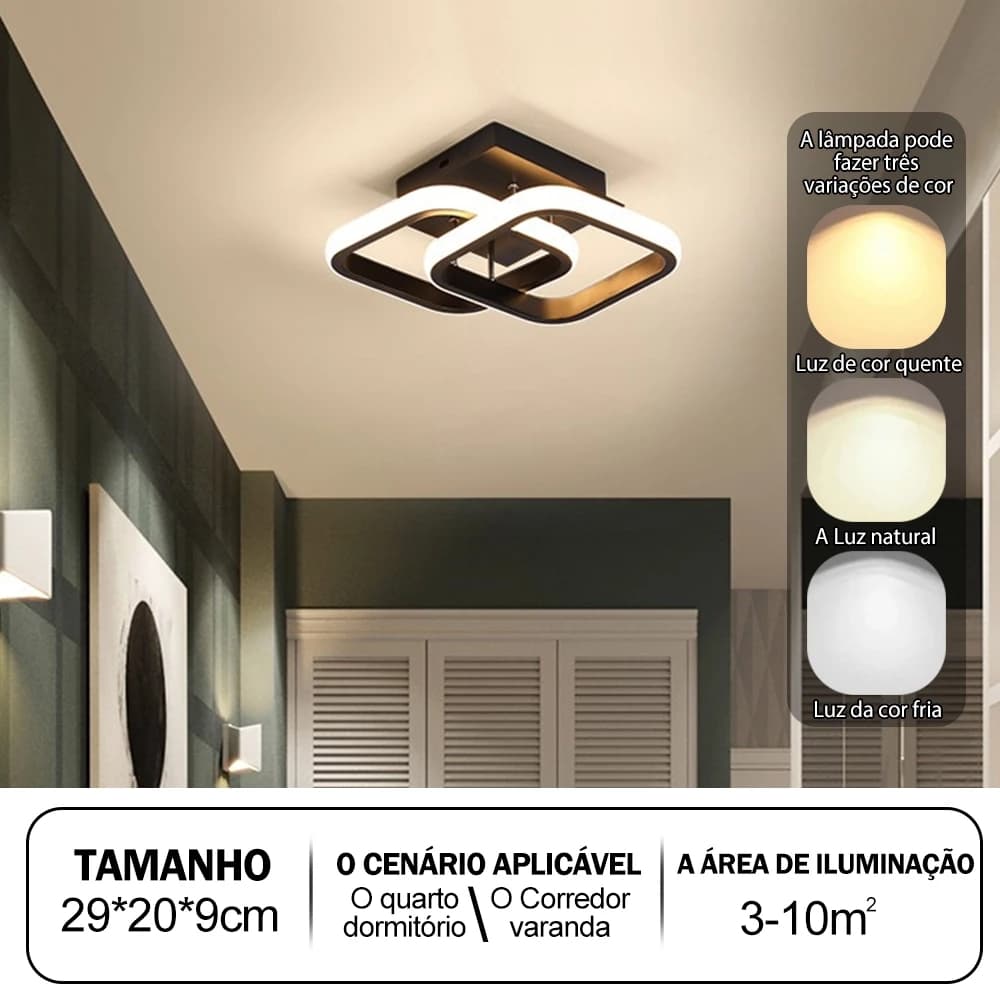 Lustre LED Com Controle Remoto Luminária Moderna 3 Cores 36W De Teto Moderno 85-264V