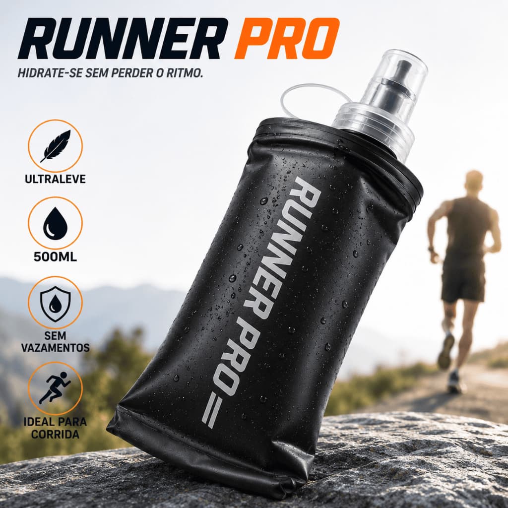 Garrafa Flexível Runner Pro 500ml Soft Flask para Corrida Trail Running Ciclismo Hidratação TPU Sem Vazamento