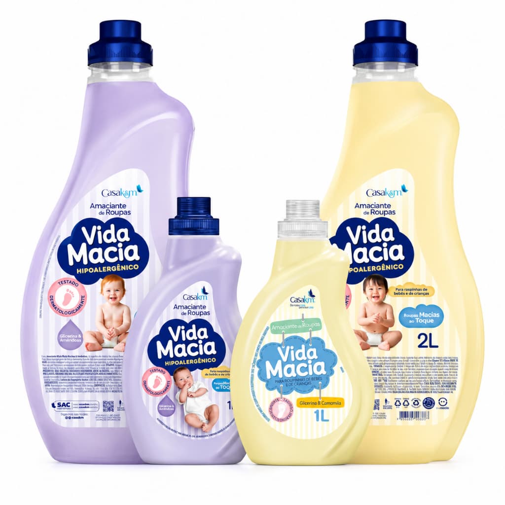 Amaciante Diluído Vida Macia Glicerina 1l 2l Hipoalergenico para Bebês