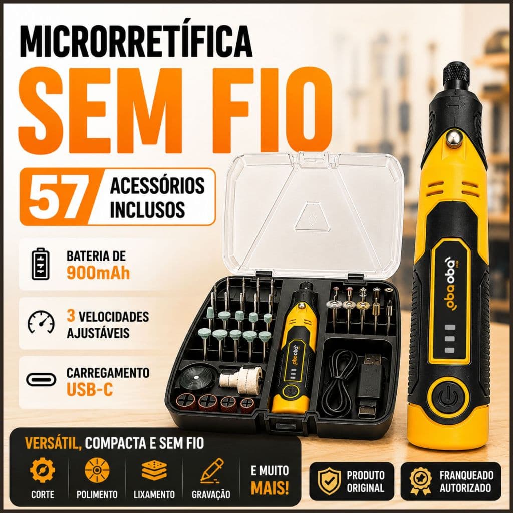 Mini Retífica Sem Fio Kit 57 Peças Ferramenta Rotativa Recarregável Para Lixar Cortar Polir