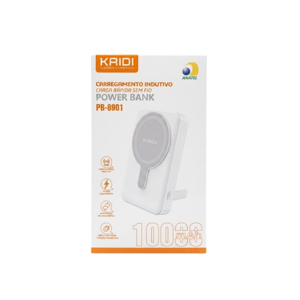 Power Bank Kaidi PB-8901 Carga Rapida Portatil com Carregamento por Inducao Mantenha seu Celular Carregado o Dia Todo Or