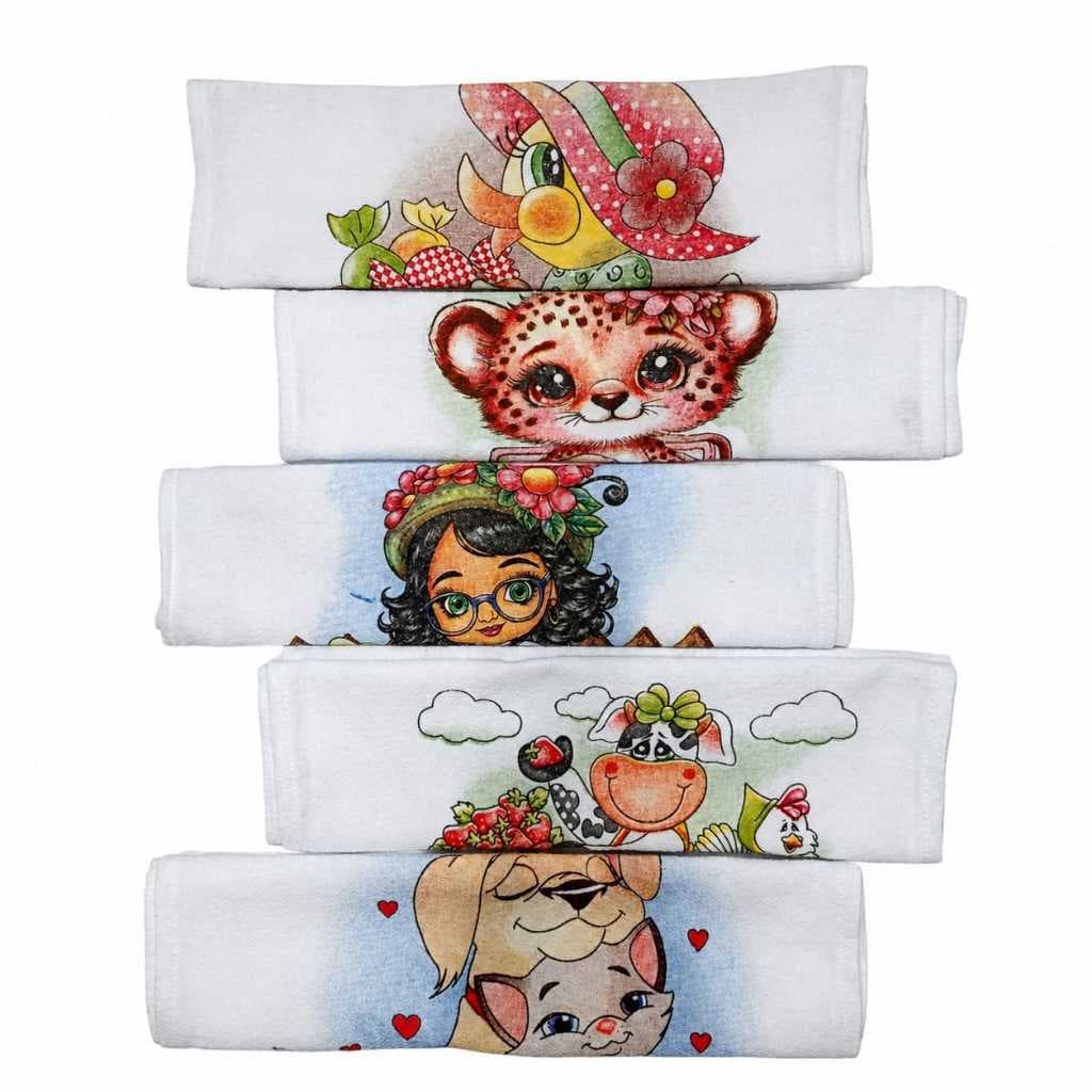 Kit 3 ou 5 Panos de Prato Grandes 100% Algodão Pé de Galinha Estampados Sortidos Alta Absorção Cozinha Louça Limpeza