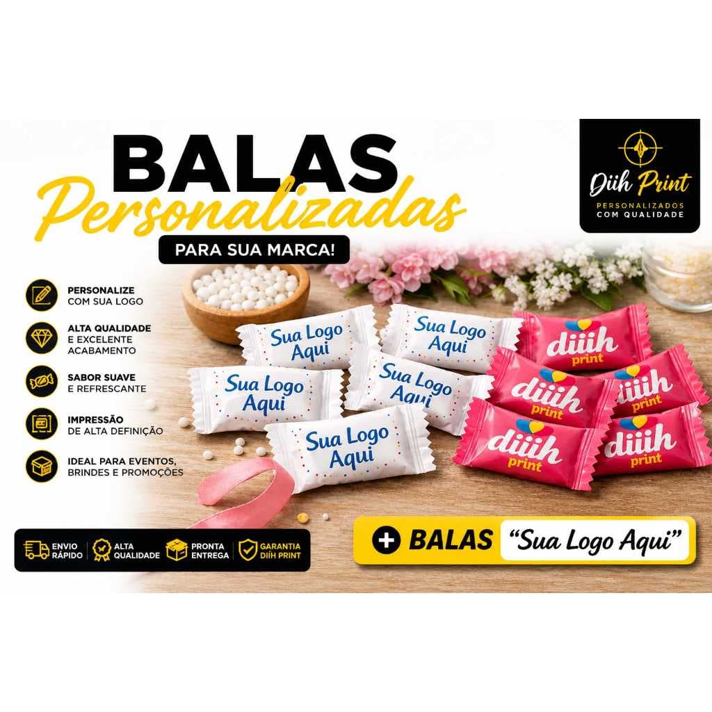 Balas Personalizadas com sua Logo Ideal para Lembrancinhas, Festas e Brindes
