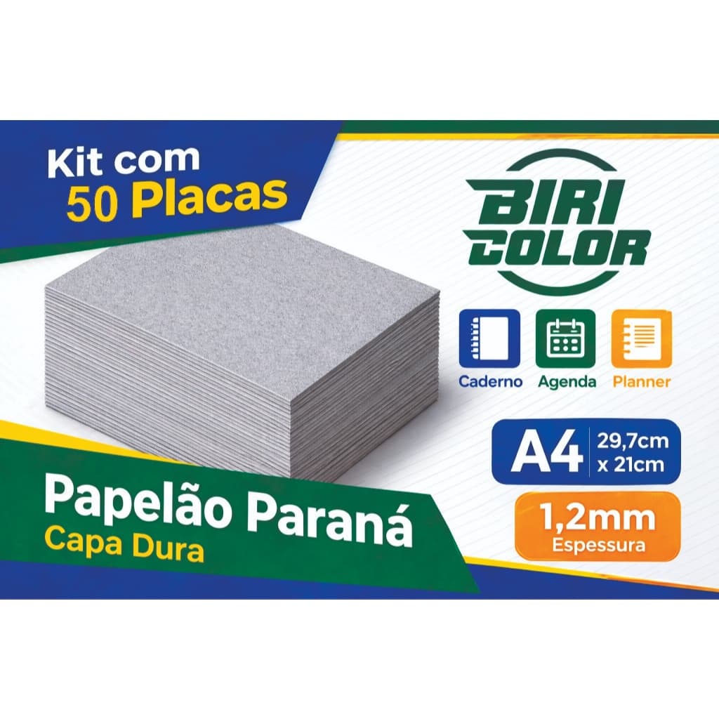 Papelão Paraná A4 1,2mm 10/50 Placas Para Capa Dura Caderno Agenda Planner