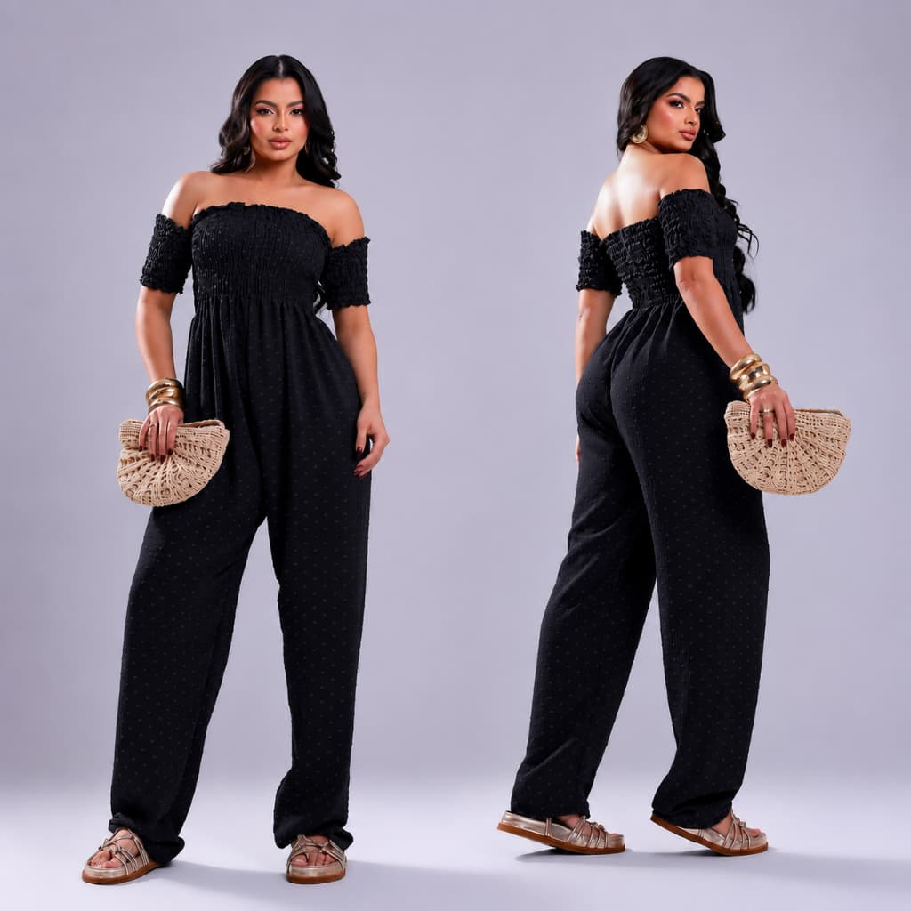 Macacão Longo Feminino Pantalona Tomara Que Caia Lastex