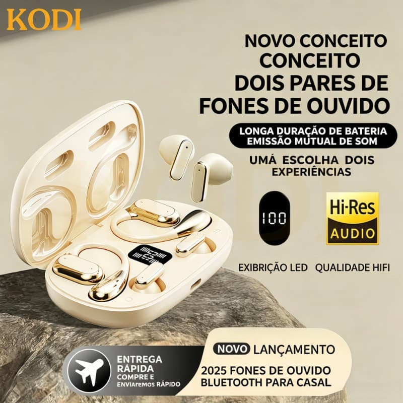 Fone Sem Fio TWS 4 em 1 de Alta Qualidade, Intra Auricular com Bluetooth 5.4 e Som Estéreo Imersivo-B6