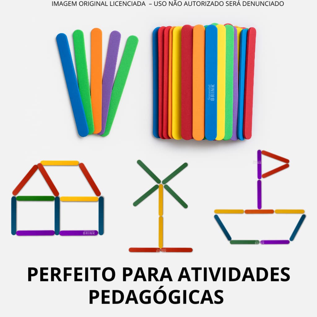 Palitos em EVA Coloridos 150 Unidades 11cm Material Escolar Papelaria Artesanato Escolar e Atividades Pedagógicas