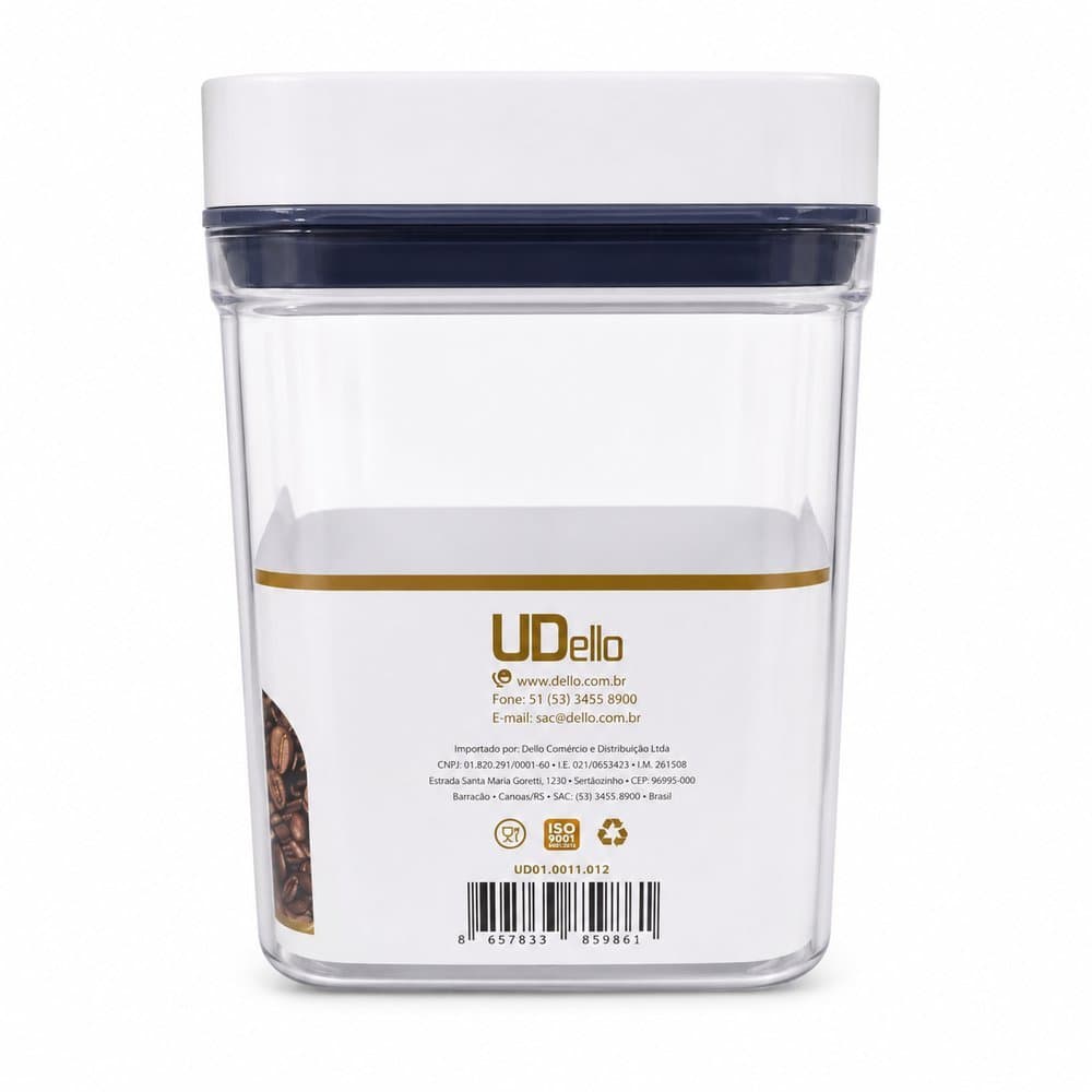Pote Hermético 1,2L com Vedação a Vácuo Organizador Mantimentos Vacuum Pumps Dello
