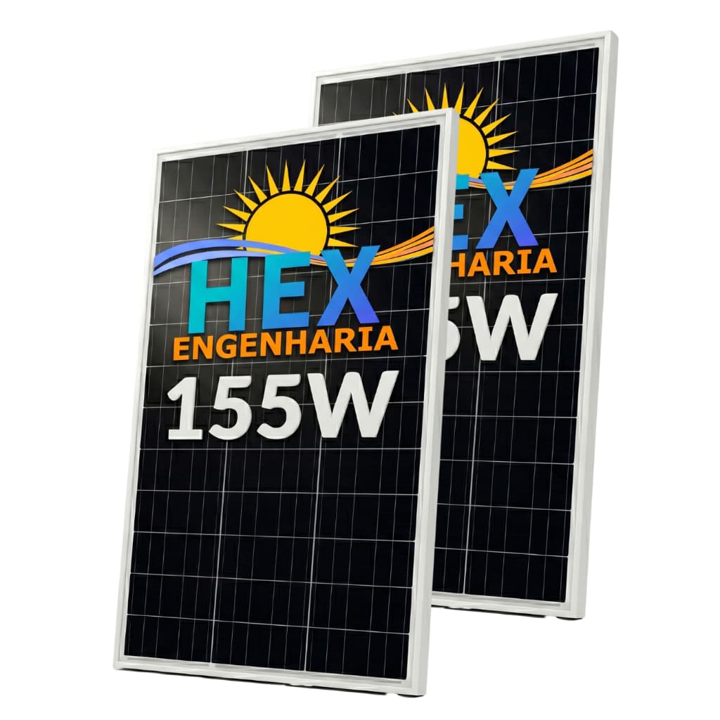 Kit 2 Placa Solar Hex Engenharia 155w 36 Celulas Mono Duas Unidades offgrid painel solar inversor solar