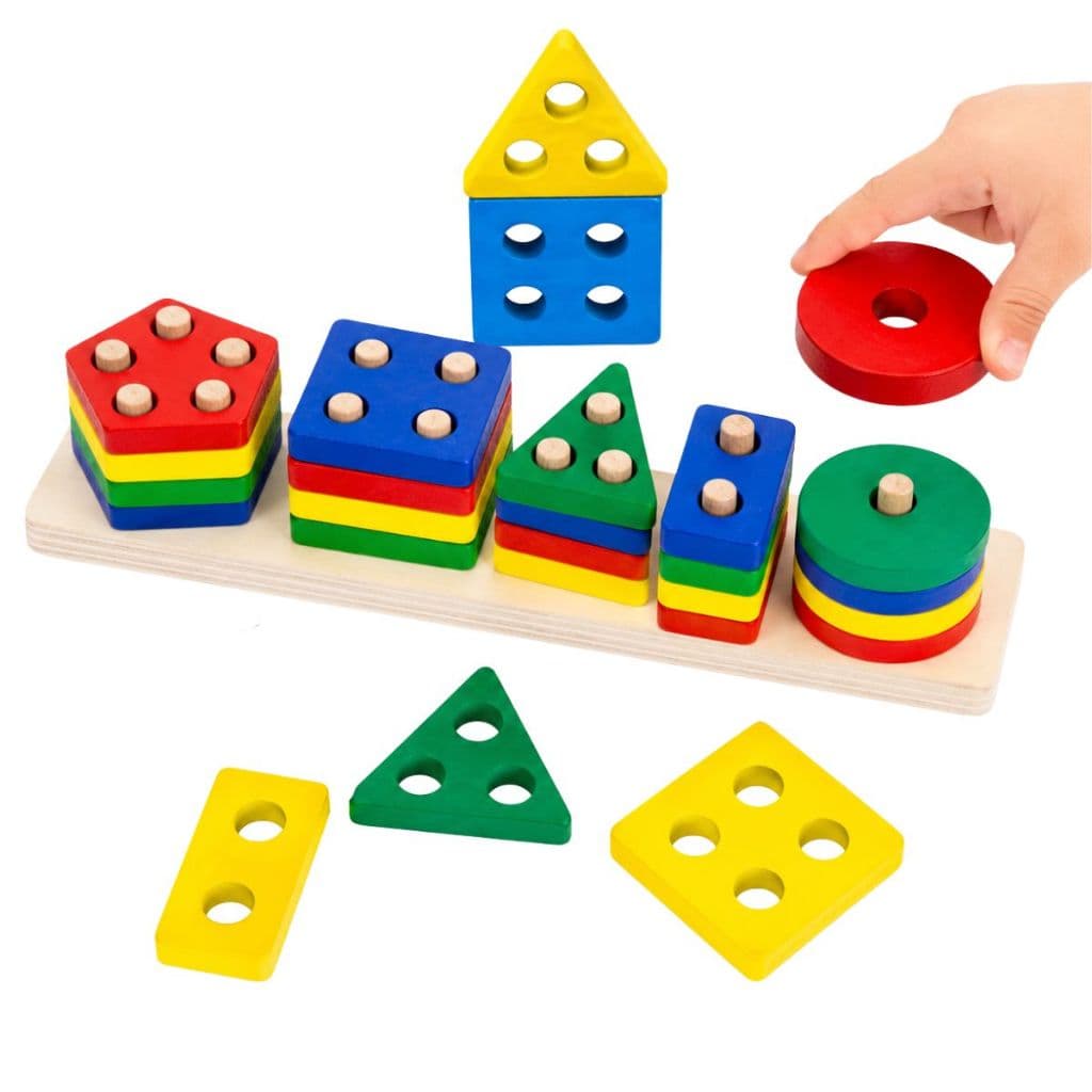 Prancha Educativa Madeira Formas Geométricas Brinquedo Pedagógico Infantil de Coordenação Encaixe