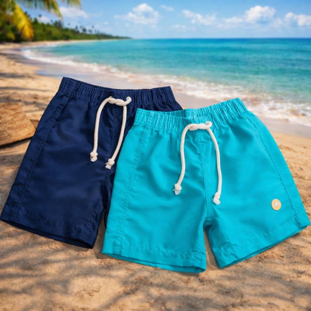 KIT 2 SHORTS TACTEL INFANTIL MAURICINHO CORES VARIADAS LISAS MENINO PRAIA PISCINA