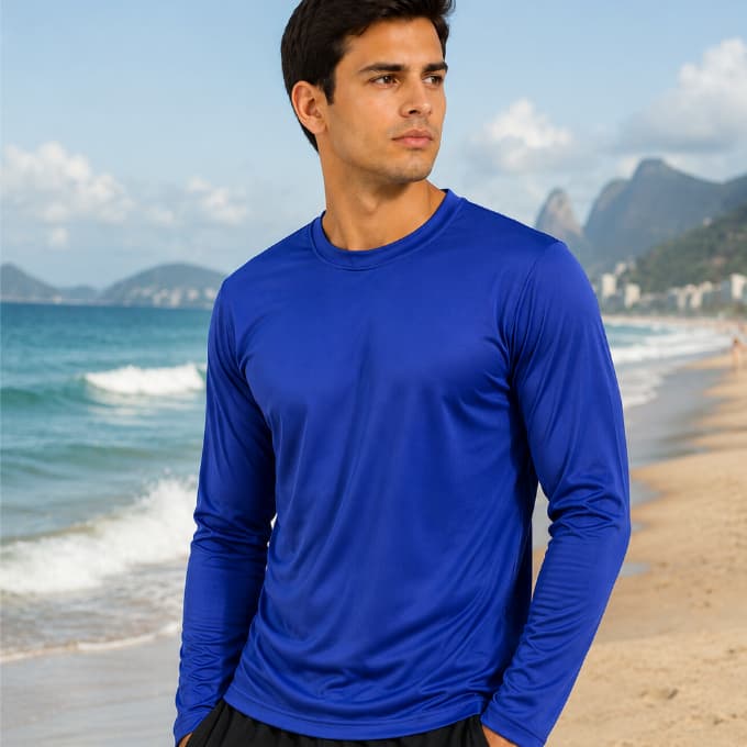 Camisa Térmica Manga Longa Masculina e  Proteção Solar UV+50 FPS 50+ Praia Trilha Esportiva