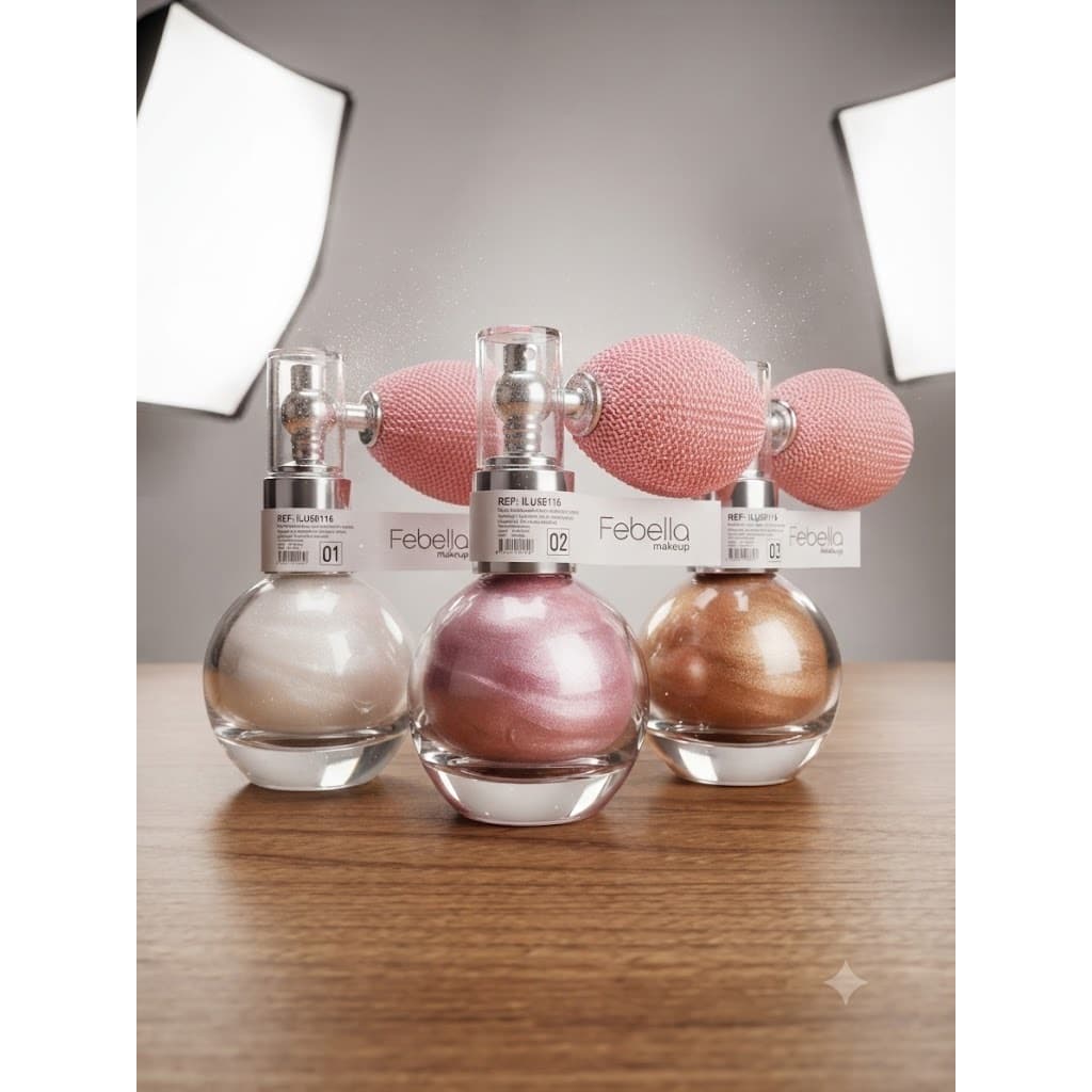 Spray Powder Febella - Spray Iluminador Cor Rosa Dourado Prata