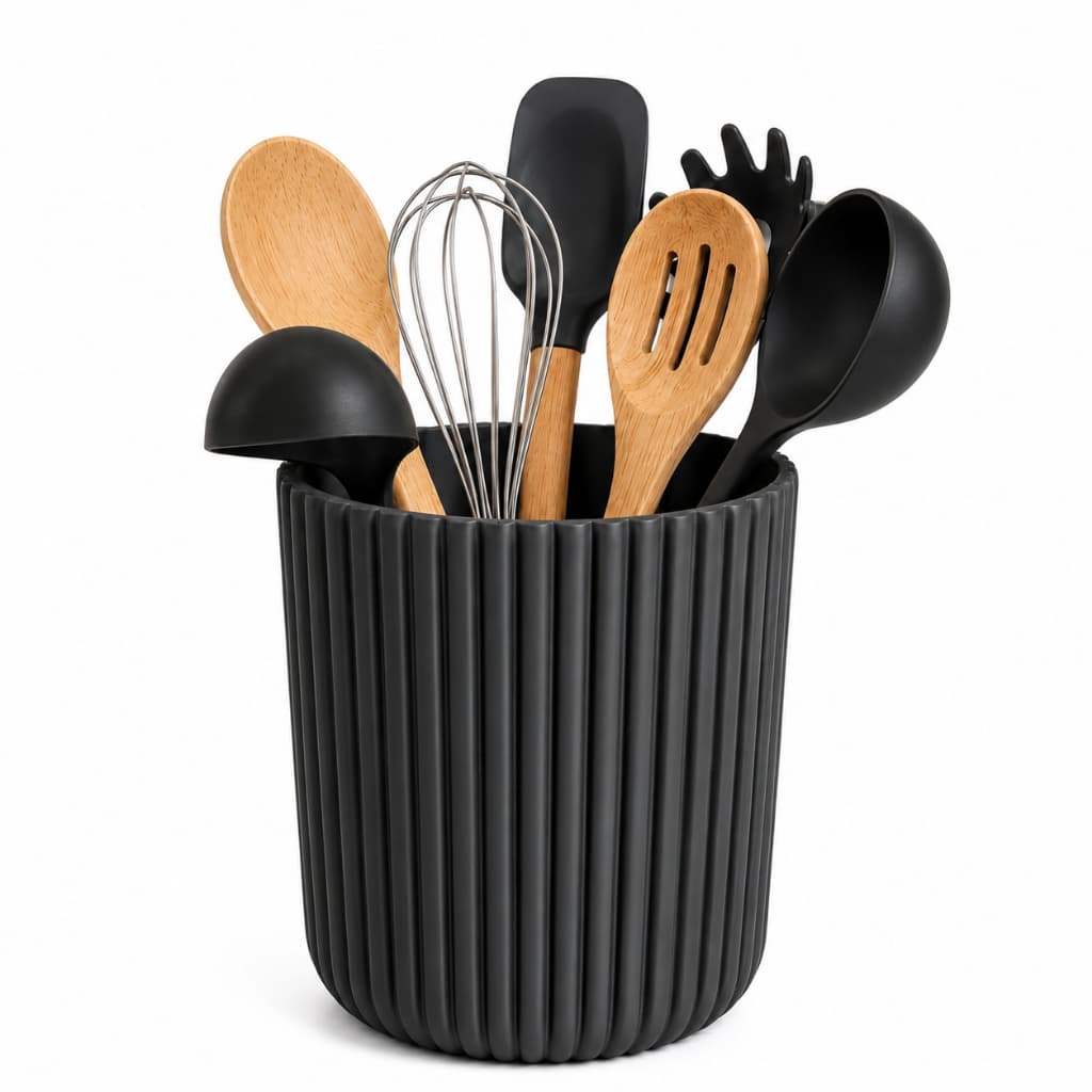 Porta Utensílios de Cozinha com Drenagem | Organizador para Colheres e Talheres|Moderno e Resistente