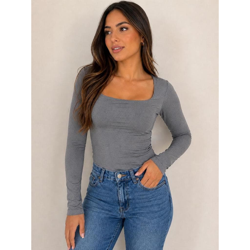 Blusa Feminina Suplex Premium Manga Longa - Conforto e Elegância com Decote Quadrado