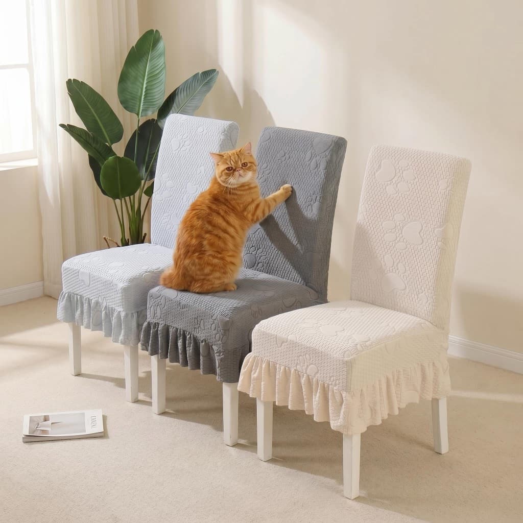 KIT2/4/6Capas universais para cadeiras com estampa de pata de gato, laváveis, elásticas, com elástico na cintura e babad