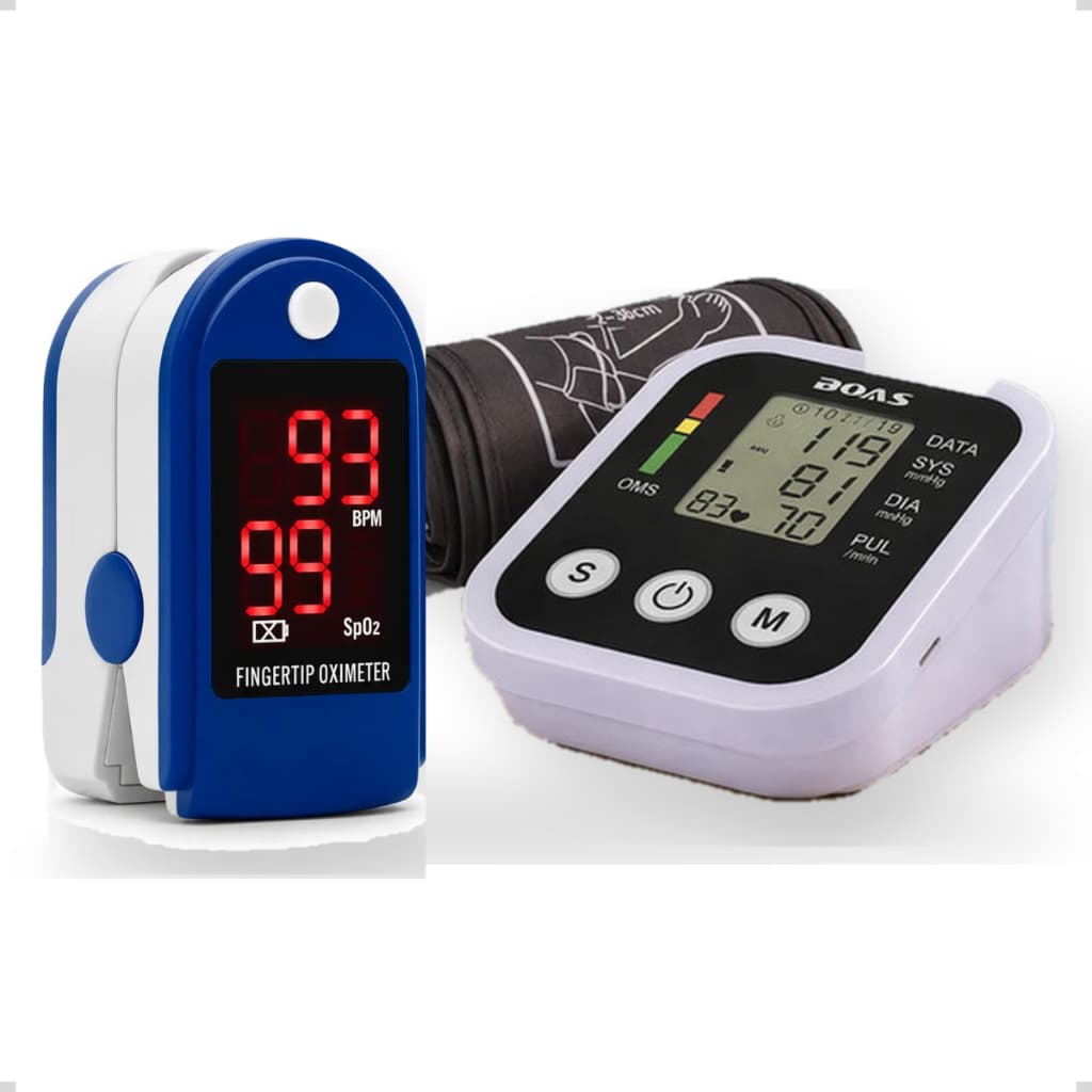 Aparelho Medidor Kit Saude  LED De Pressão Arterial Braço E Oxímetro Digital Portátil De Dedo Medidor Saturação