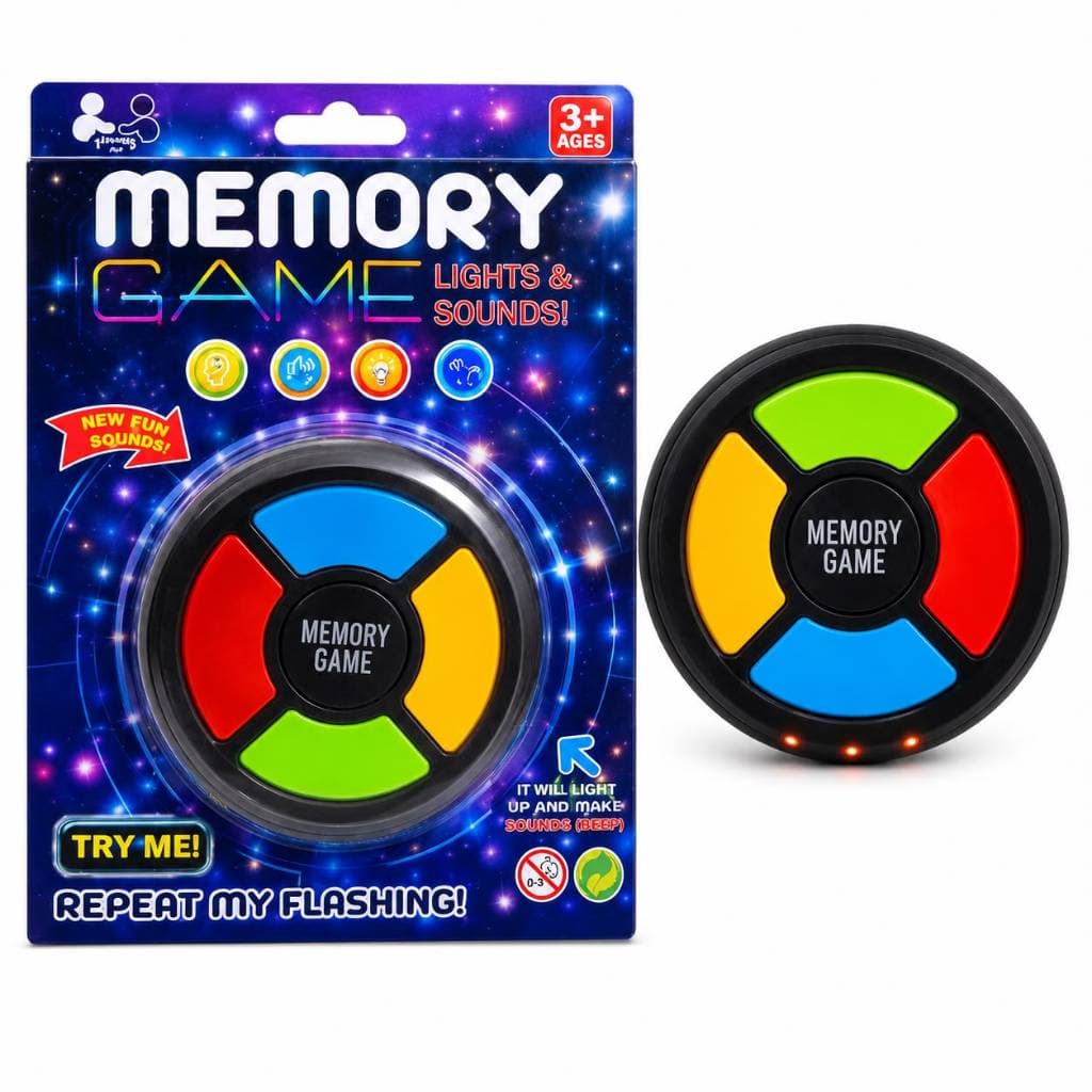 Mini Jogo da Memória Eletrônico Infantil com Luz e Som Portátil e Interativo para Crianças