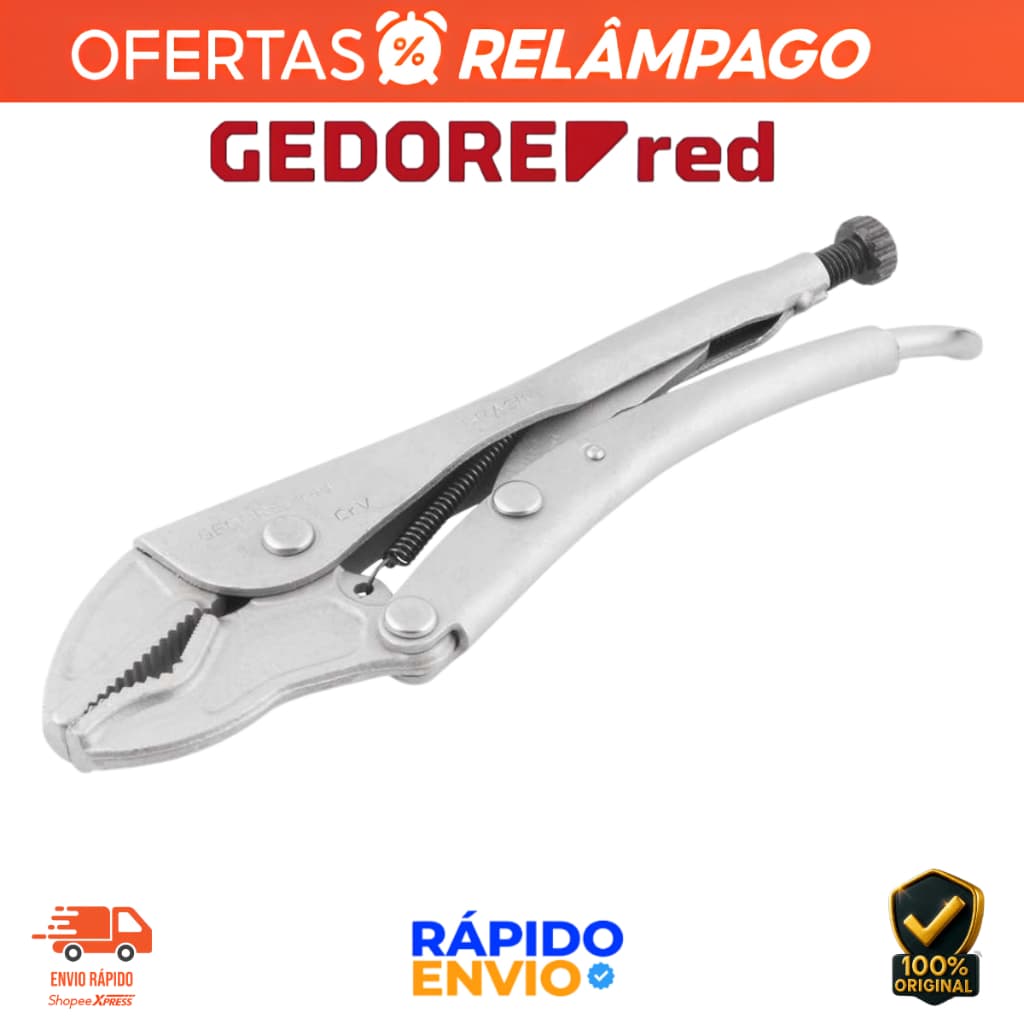 Alicate De Pressão 10'' Com Mordente Triangular GEDORE RED Segurar Fixa Prender Travar Apertar Solta