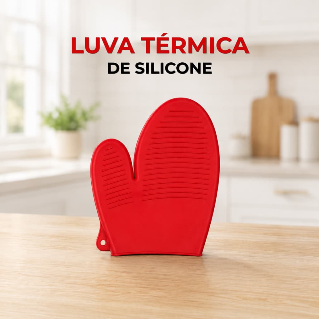 Luva Térmica Silicone Vermelha Manopla Forno Cozinha Resistente ao Calor Antiderrapante Wincy Cherry