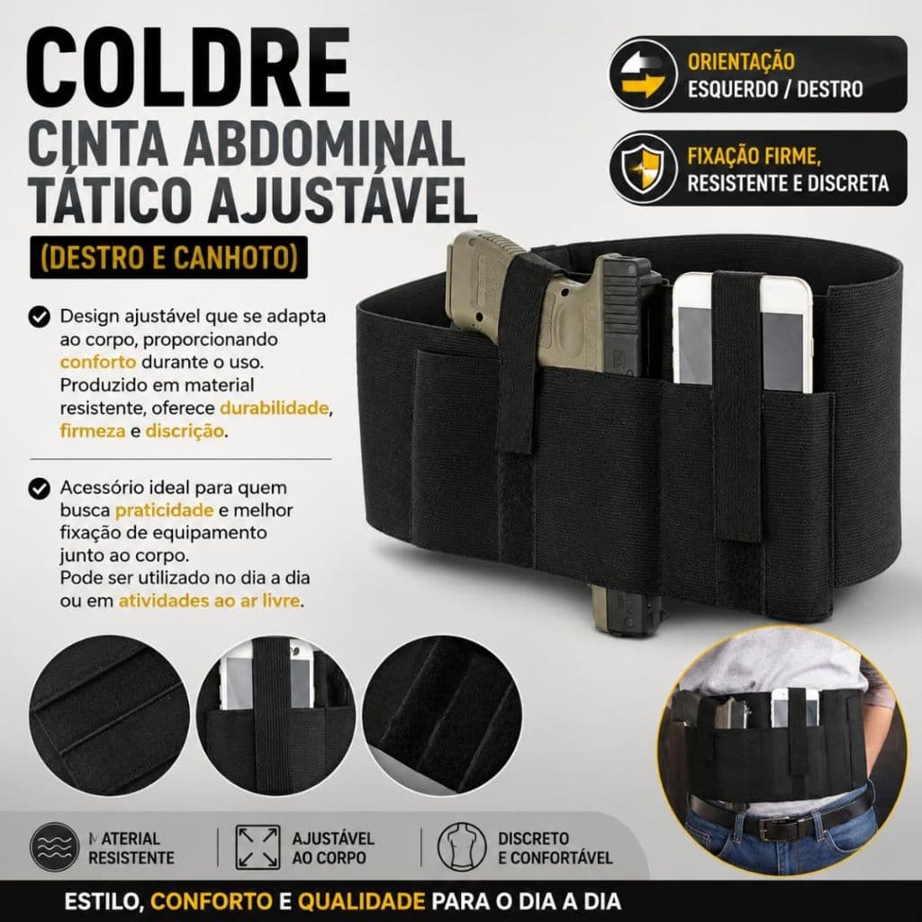Coldre Cintura Barriga Abdome Porta Carregador e Objetos Oculto e Velado GX4 Carry 38 TPC Taurus GX2 TX9
