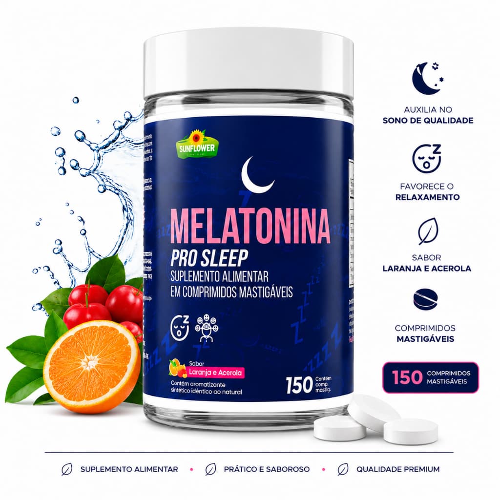 Melatonina Pro Sleep Sunflower Comprimidos  Mastigável 150 Comprimidos