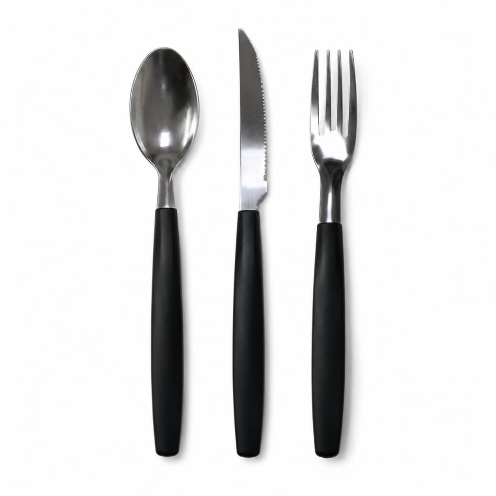 Kit Talheres Treville Preto 3 Peças Fratelli – Faca, Garfo e Colher de Sobremesa
