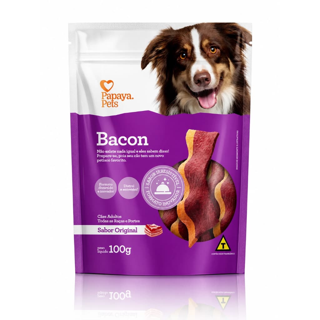 Petisco Para Cães Papaya Pets Sabor Bacon Original 100g