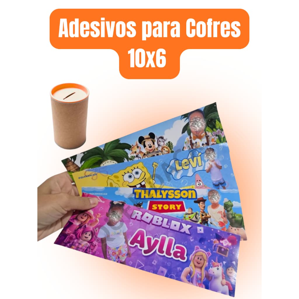 Adesivo Personalizado Para Cofre 10x6 (LEMBRANCINHA DE FESTA)