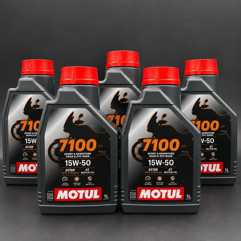 Óleo Motor Moto Motul 7100 15W50 Kit 5x1L 100% Sintético Ester API SP JASO MA2 Alta Performance