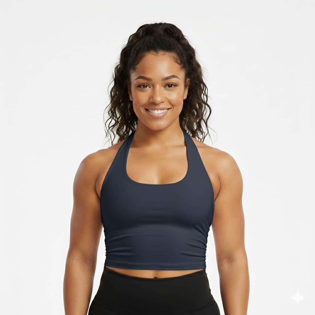 Top Cropped Feminino Costa Nua Frente Única Ajustado ao Corpo Suplex