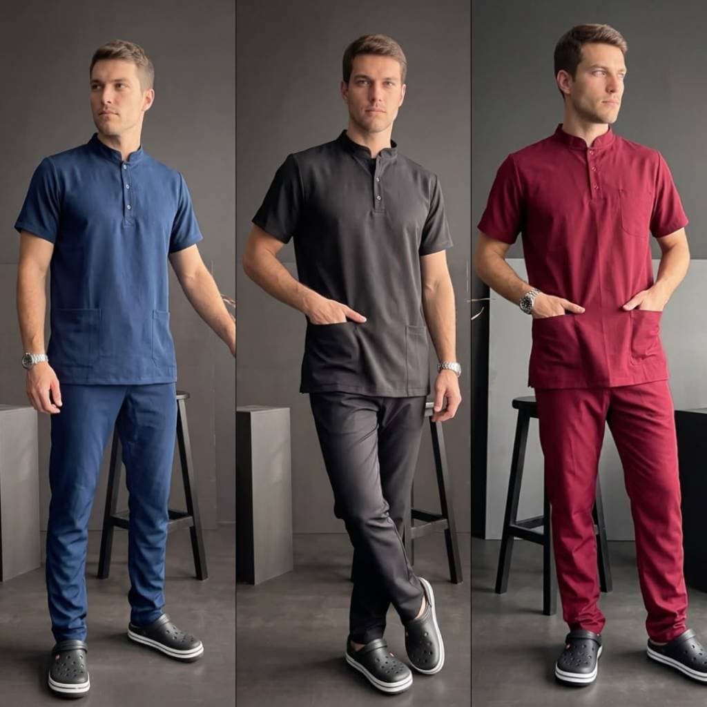 Pijama Cirurgico Scrub Masculino Premium Botões Adrya Skaze