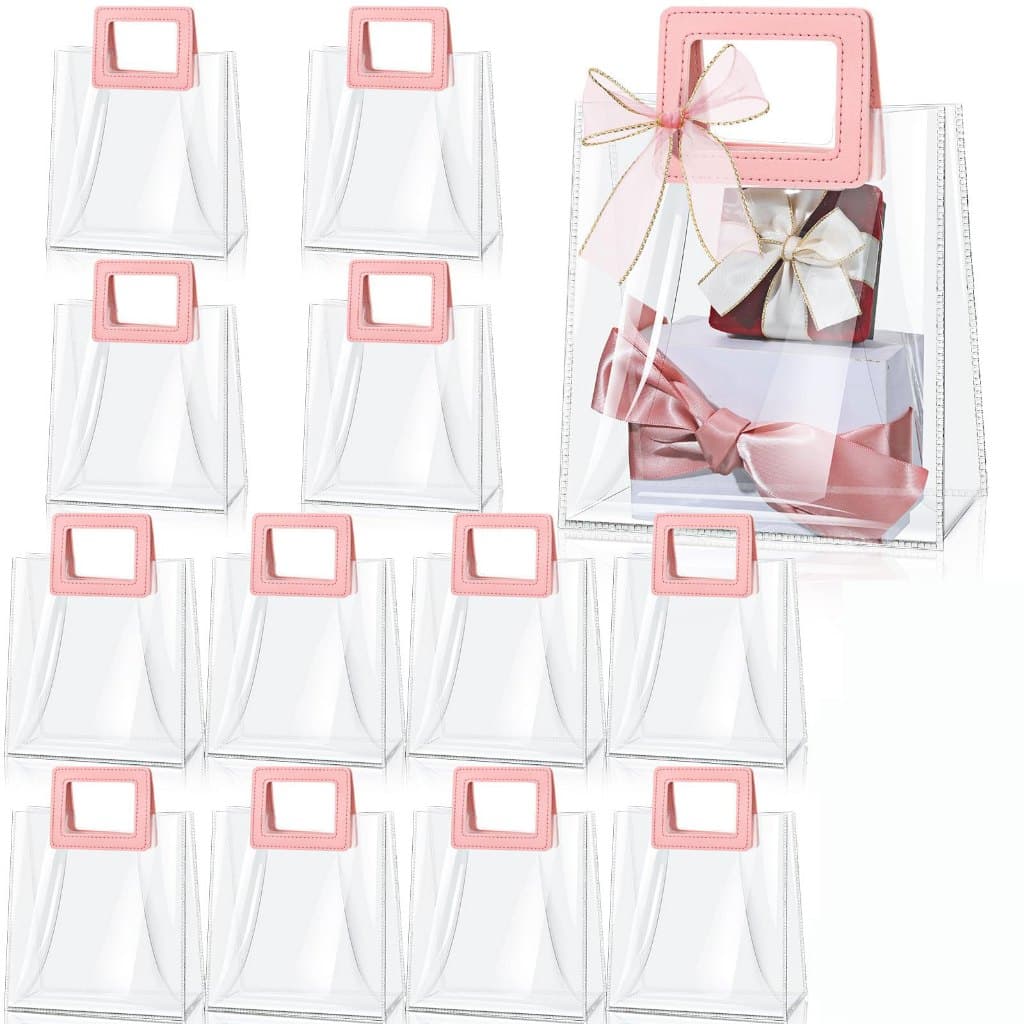 12/24 saco de presente natal transparente grande com alça pvc para casamento festa aniversário Lembrancinha