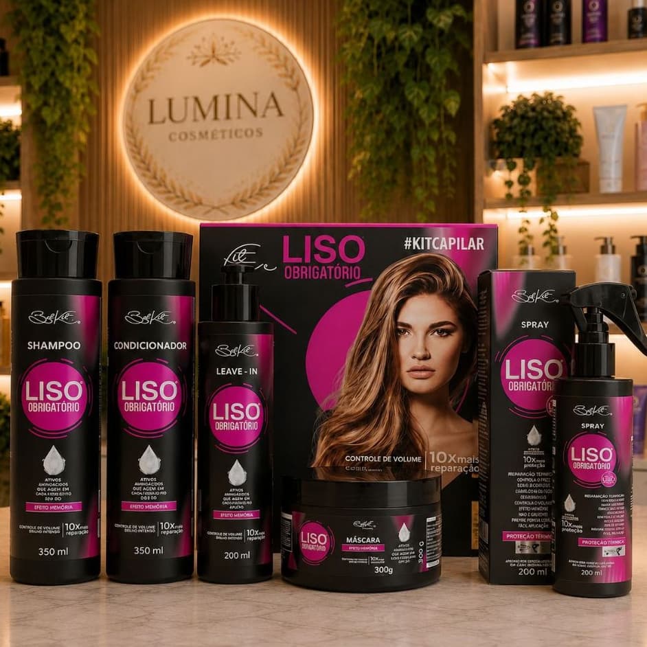 COMBO 05 itens BELKIT Kit Capilar Liso Obrigatório 04 itens + 01 Spray Finalizador Liso Obrigatório