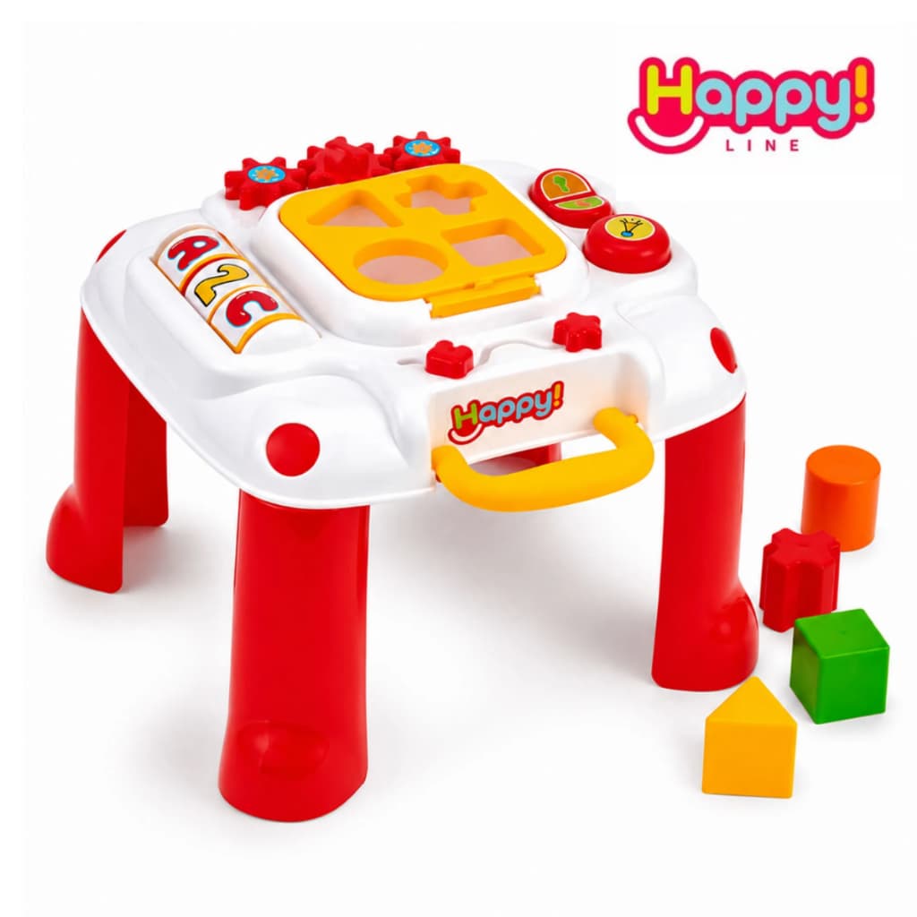Mesinha Mesa Didática Infantil Happy Line Educativa Buzina com Som e Encaixe de Formas +12 Meses