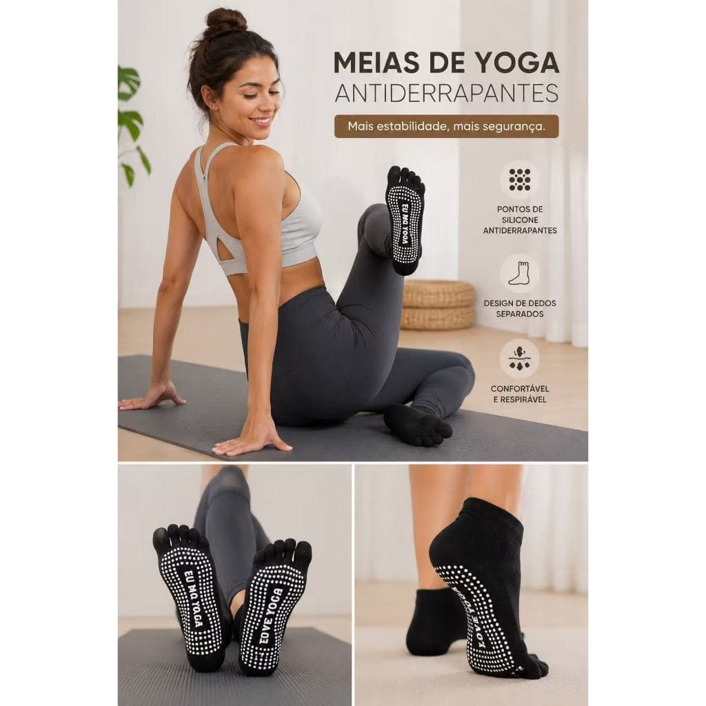 Meias De Cinco Dedos Cano Long Antiderrapante Unissex Cor aleatório