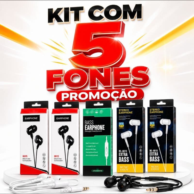 Kit C/5 Fones De Ouvido P2 Microfone - ultra potente