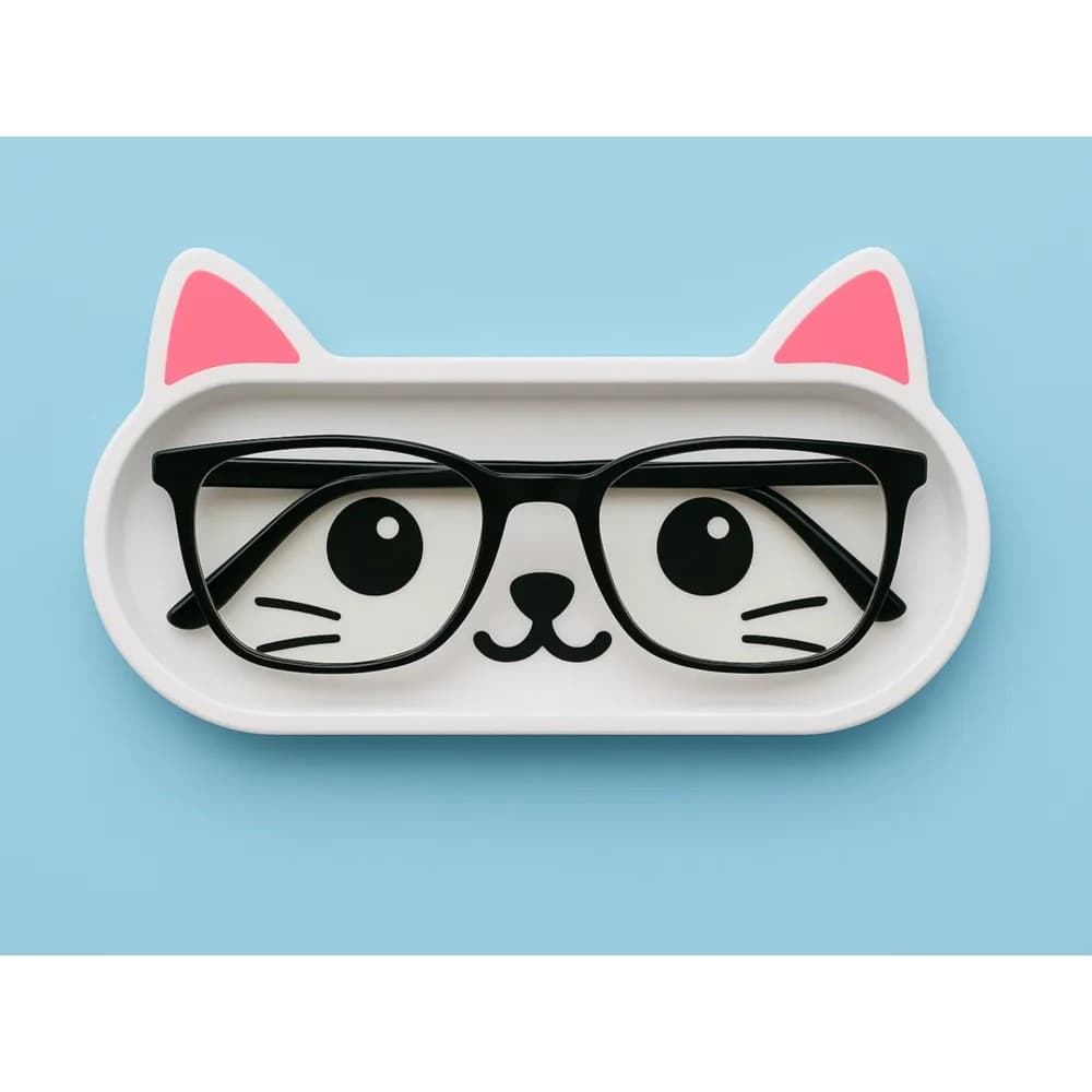 Porta Óculos De Mesa Gatinho Fofo Bandeja Organizadora Decorativa Criado Mudo Home Office Impressão 3D